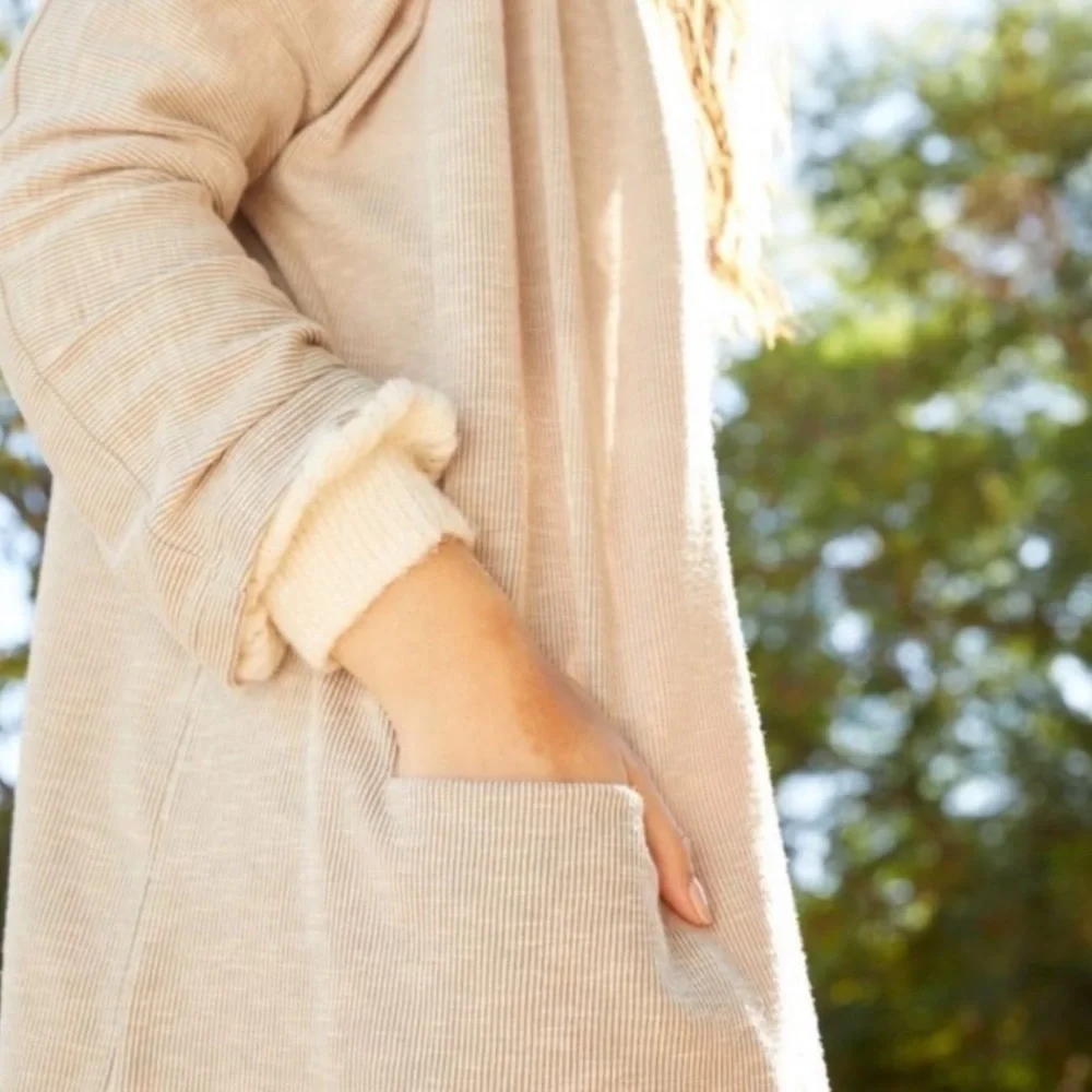 DONNI. Lightweight Open Front Stripe Cardigan - One Size